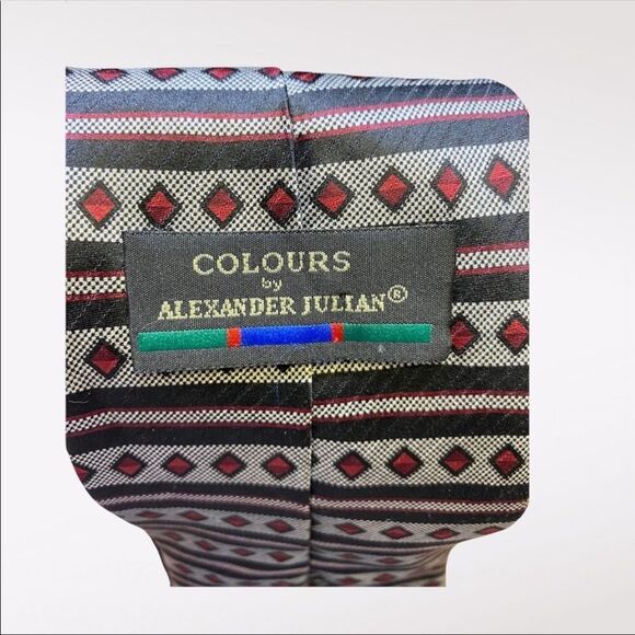 ALEXANDER JULIAN | Diamond And Stripes Silk Tie - Picture 4 of 4